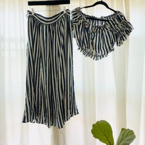 Eva Mendes for New York & Company Blue and White Maxi Skirt Set